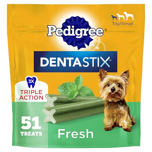 Pedigree Dentastix Dental Chews for Dogs, Small and Toy Breed Dog Treats, Fresh Flavor, 12.31 oz. Bag (51 Treats Total)