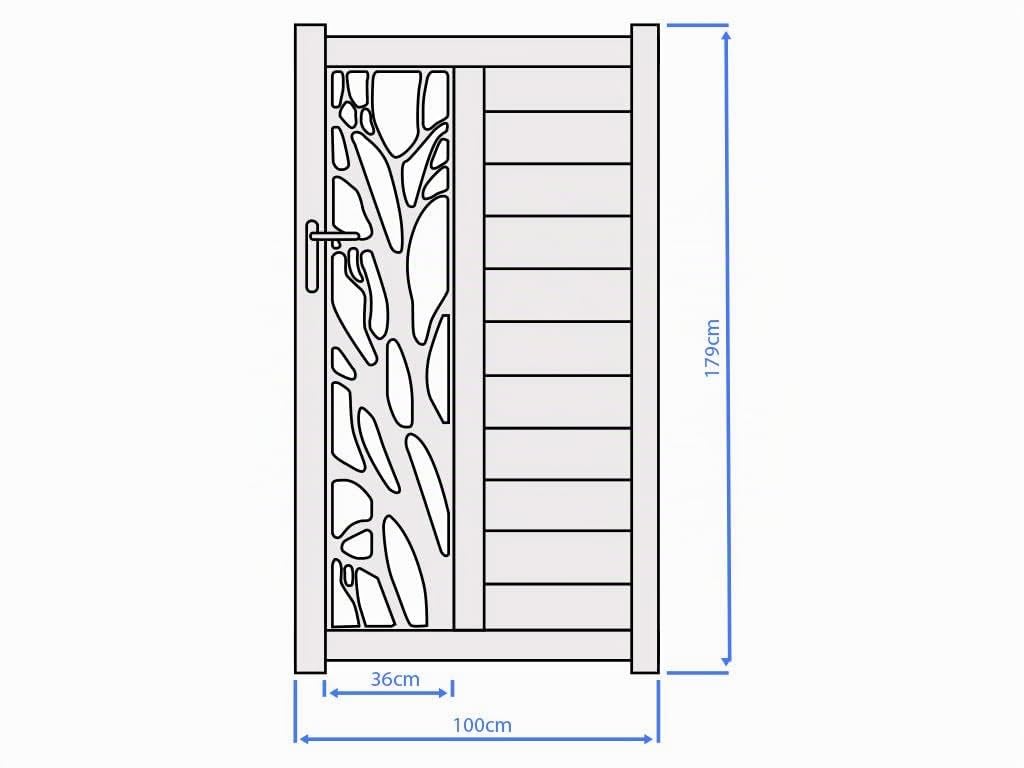 Vente-unique - Portillon battant aluminium semi ajouré à motifs L105 x H187 cm anthracite LABRIT II