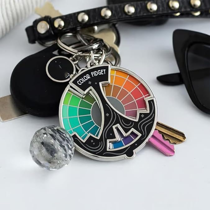 Color Fidget Enamel Pin, Spinning Color Fidget Wheel Brooch Anxiety Relief Badge Keychain Creative Gift Accessories2