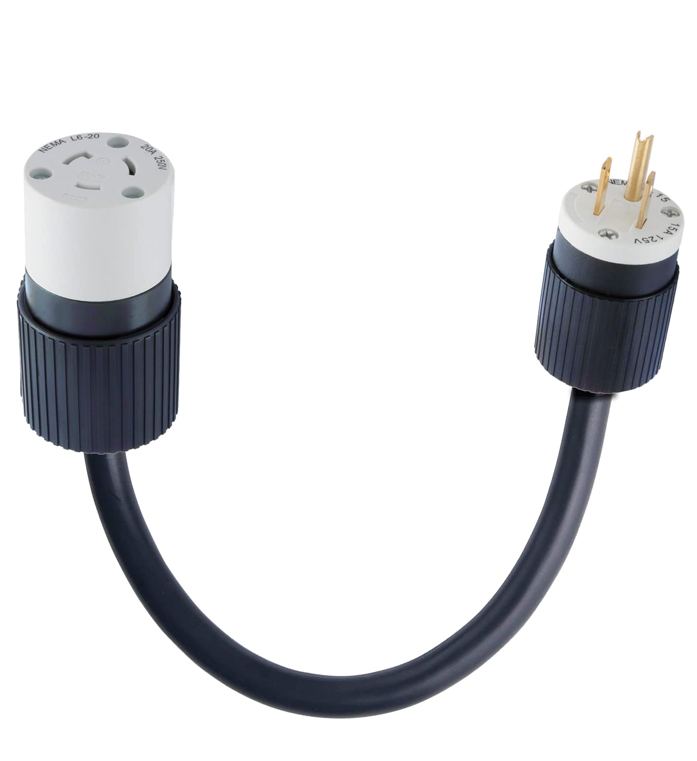 GETWIREDUSA 5-15P Standard Wall 3-Pin Male Plug to L6-20R Twist