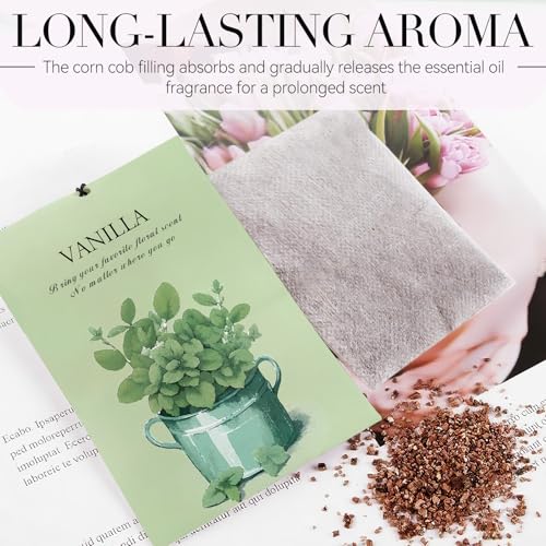Image of Vanilla Scented Sachet Bags - 12 Pack Drawer & Closet Freshener, Long Lasting Odor Eliminator for Wardrobes, Cars & Storage, Home Fragrance Air Freshener Sachets