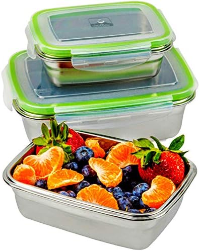 JaceBox Stainless Steel Lunch Containers - LunchBox Container Set LeakProof Light Easy Stainless Steel Food Containers Storage Set of 3 Stackable Bento Box Eco-Friendly Keto Lifestyle! BPA FREE