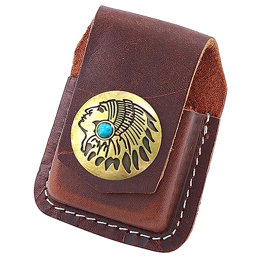 GORGECRAFT 76 MM de Long Étui à Briquet en Cuir Gaine de Ceinture avec Bouton Pression en Alliage pour Briquet de Ceinture (Marron Noix de Coco)