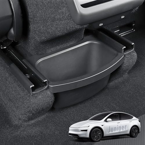 Image of for Tesla Model Y Juniper Refresh 2026 2025 Rear Center Console Trash Can Garbage Bin, 2nd Row Under Seat Storage Box Organizer Tesla Y Accessories, Perfect Fit, TPE