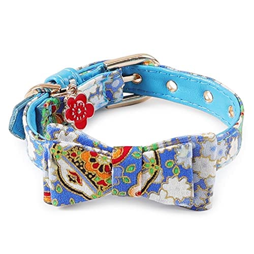 Pets Empire Japanese-Style Bow Puppy Cat Collar PU Collar Bell Bow Pet Cat Tie Adjustable Neck 17-24cm Width- 1cm (Sky-Blue) (B09NYGZRVL) Amazon Price History, Amazon Price Tracker