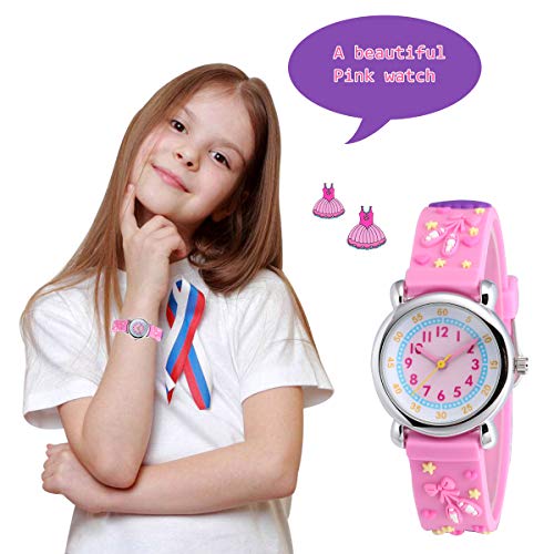 Image of Jewtme Kids Time Teacher Watches 3D Cute Cartoon Silicone Children Toddler Butterfly Wrist Watches for Ages 3-10 Boys Girls Little Child