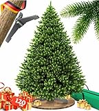 Árbol de Navidad artificial KESSER® de 120 cm – como el real – abeto natural con soporte de madera + bolsa, verde oscuro