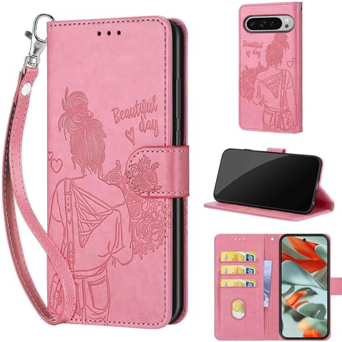 Coque Pixel 9 Pro XL rabat protection intégrale cuir synthétique femme