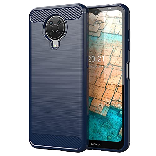 Image of NPRC Hybrid Ultra Slim Protective Case TPU Non-Slip Carbon Fiber Texture Shockproof Case Cover for Nokia G20 - Blue