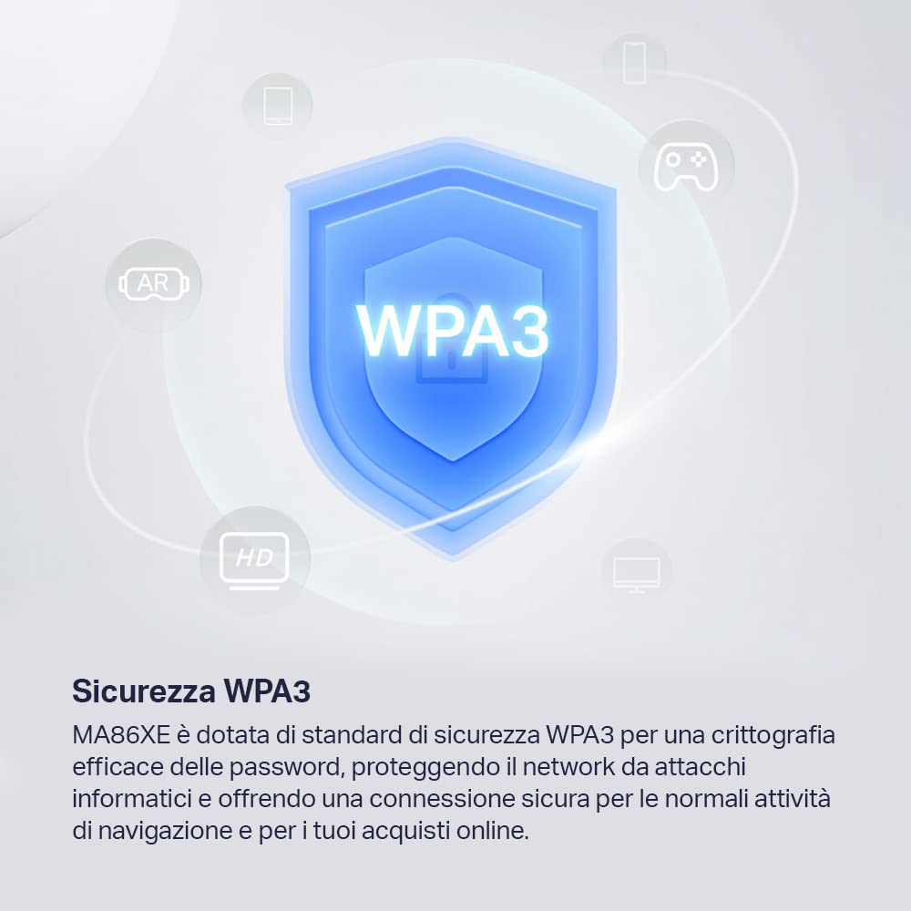 MERCUSYS TP-Link MA86XE PCIe Adattatore AXE5400Mbps Wi-Fi 6E Bluetooth 5.2, Chipset Intel Wi-Fi 6E, WPA3, MU-MIMO, OFDMA, Scheda WiFi PC Fisso, Velocità Tri-Band, Supporta Windows 10, 11