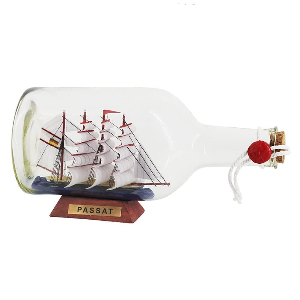 Modellschiff-Modellboot-Bausatz, fertiges Schiffsmodell in Einer Glasflasche, Heim-Wohnzimmer-Dekoration, Ornamente (22 x 9 x 11 cm)