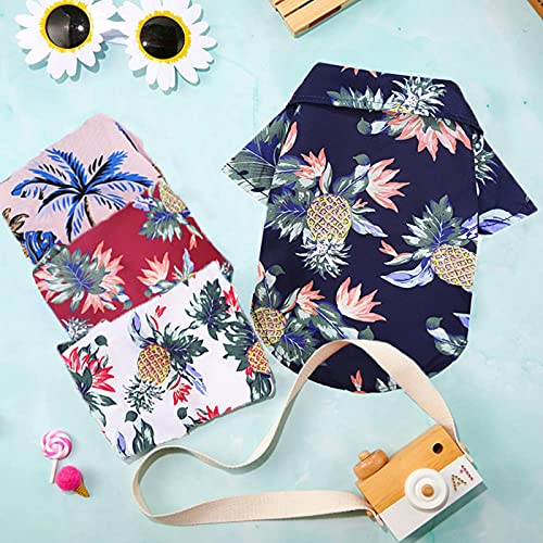 Pack Of 4 Hawaiian Dog Shirt Summer Breathable Pet Clothes Dog Sweatshirts Cool Coconut Tree Pineapple Beach Dog Shirts For Small Medium Large Dog Cat Boy Girl Cute Dog Polo Apparel Xs-5Xl (4Xl) #TOP1