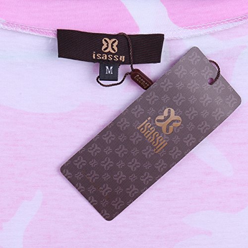 ISASSY - T-Shirt - Attillata - collo a U - Maniche...