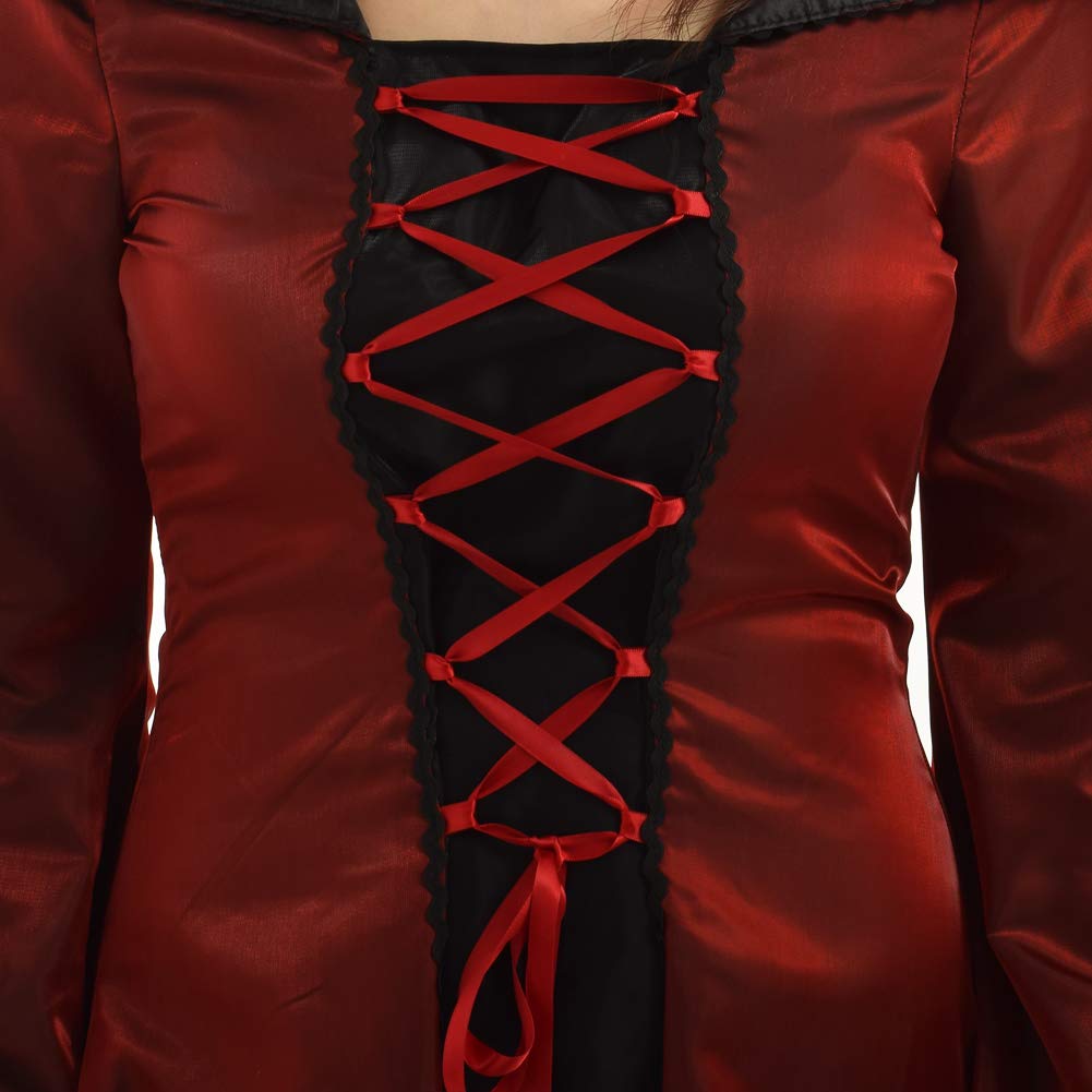 BLESSUME Medievale Abito Lungo Donna con Cappuccio Partito Rinascimento Costume Cosplay (Borgogna, S)
