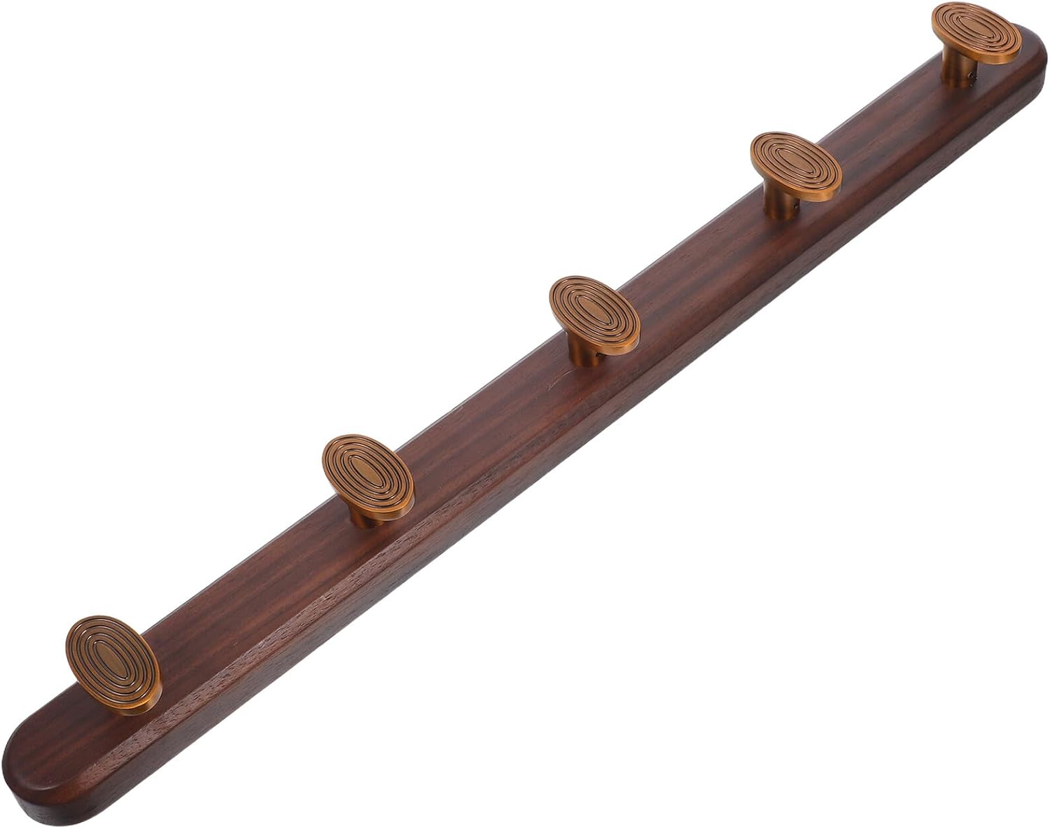 Wall Mounted Coat Hooks Rack, 5-Hook Vintage Zinc Alloy with Walnut Wood, Heavy Duty Wall Mount Clothes Hanger for Jackets, Towels, and Hats in Entryway Or Bathroom