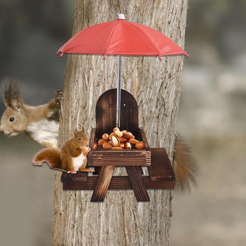 Distributeur de Nourriture pour Écureuils Extérieur Table Bois Oiseaux