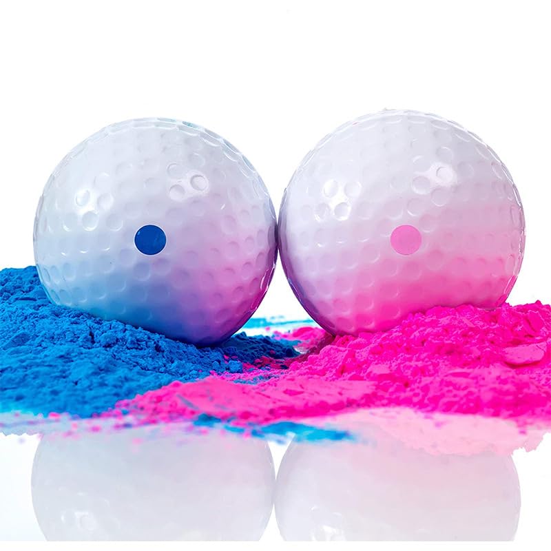 WSNDM Party & Gifts Gender Reveal Exploding Golf Ball, Contains Blue, Pink Powder and Two Tees for Boy Or Girl Baby Surprise Gender Reveal Ideas