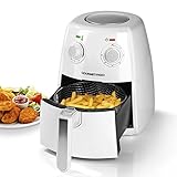 EINFACHE REINIGUNG - Der große Korb Einsatz mit 2,5 l Fassungsvermögen ist besonders einfach zu reinigen. Herabtropfendes Fett oder Öl wird unmittelbar aufgefangen und der Korb kann nach dem Kochen entnommen werden. Einfacher kann eine Heissluftfriteuse nicht gereinigt werden.