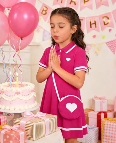 Move Dance Little Girls Sporty Dress 4T 5T Hot Pink Sundress with Bag - image 3