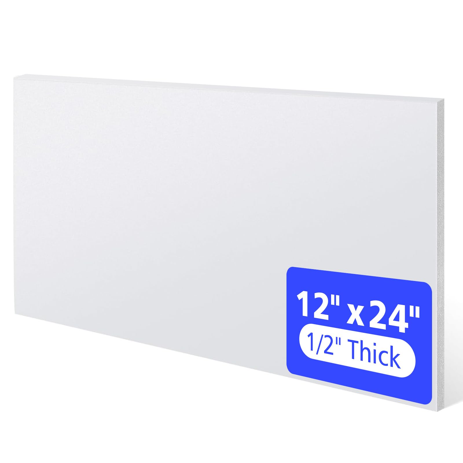 Baynactic High Density Polyethylene (HDPE) Sheet, Heavy Duty Plastic Board for DIY & Industrial Use (White, 1/2"x 12"x 24")