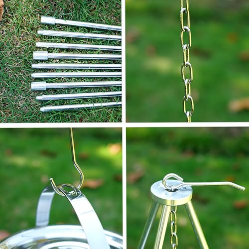 Barbecue suspendu trépied acier inoxydable pour cuisine extérieure nomade - 4