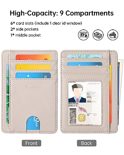 Image of Teskyer Slim Minimalist Wallet for Men, RFID Front Pocket Card Holder | Ultra Slim Front Pocket Design, 8 Card Slots, RFID Protection, Smooth Faux Leather for Everyday Carry