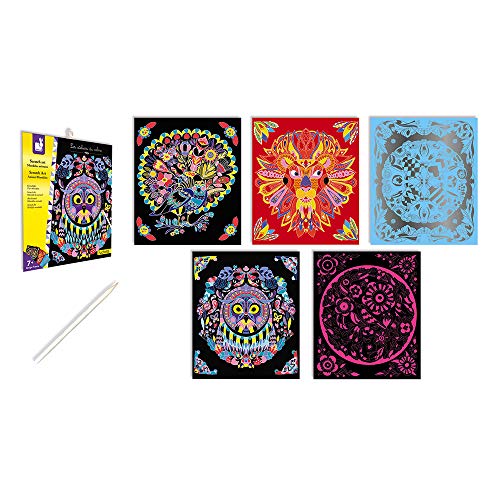Janod Crafts â€“ No Glue No Mess Scratch Art Animal Mandalas â€“ Creative, Imaginative, Inventive, and Developmental Play -- STEAM Approach to Learning â€“ Ages 7+ (J07892)