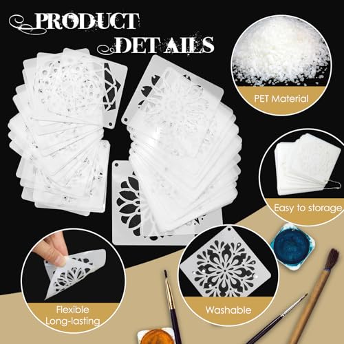 EAPIKON 56 Mandala Schablone Malen, 7.62cm Wiederverwendbar Zeichenschablonen für Acryl-Malerei Art Deko, 9cm Brandmalerei Vorlagen für Holz Wände Leinwand Möbel DIY-Bastelprojekte