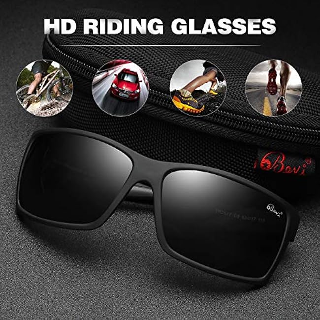 Bevi Polarized Sports Sunglasses Unbreakable TR90 Frame and UV 400 Protection for Men and Women Cycling Running Driving Golf