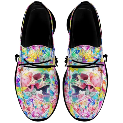Skull Slip-on Shoes for Women Butterfly Loafers Walking Shoes Gifts for Women Men