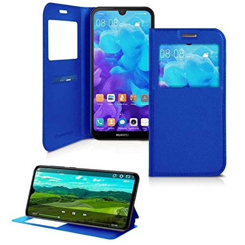 iPOMCASE Coque Protection Porte Carte pour Huawei Y5 2019, Bleu