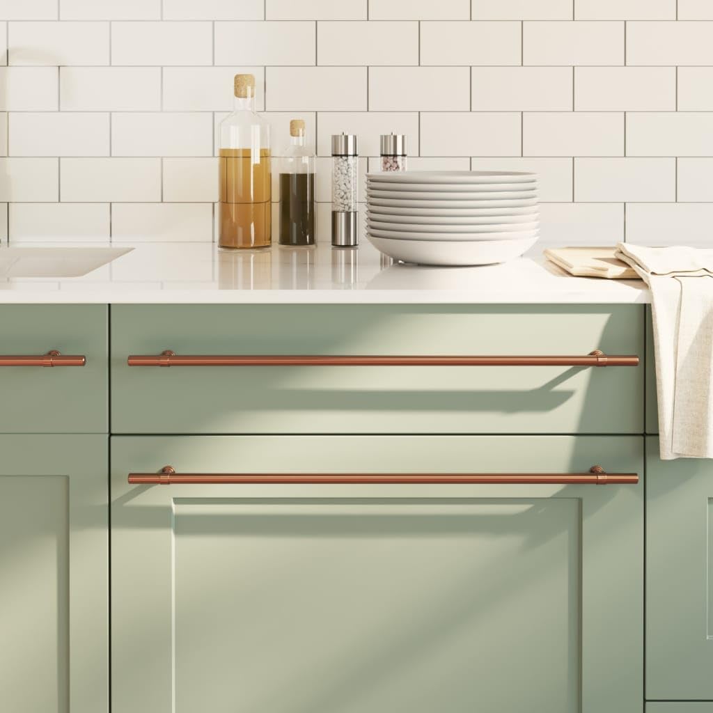 10 maniglie per mobili, colore bronzo, in acciaio inox, distanza 480 mm, per armadio, cassetto, porta, cucina, bagno, soggiorno, design vintage retrò, con viti ritagliabili