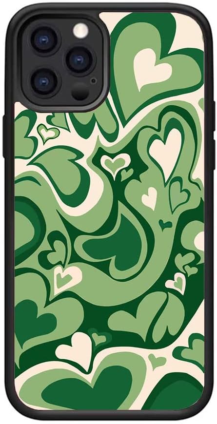 MOKENS Compatible with iPhone 11promax Cute Green Love Heart Pink Aesthetic Phone Case Slim Soft Protective Phone Case for Aesthetic Green iphone 11 Pro Max