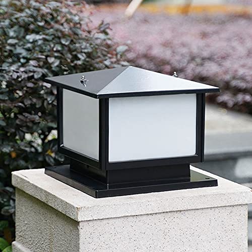Lámpara de pilar impermeable con pantalla acrílica cuadrada decorativa