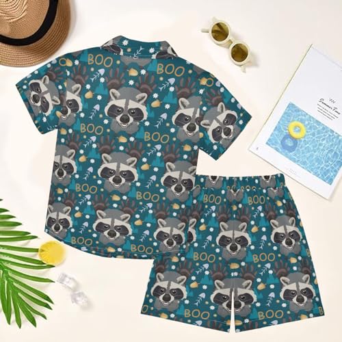 Image of visesunny Boy Floral Short Sleeve Button Down Shirt & Casual Shorts Set Summer Outfits 3-10 Years Clothes