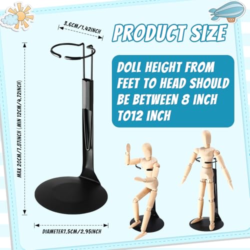 Image of Yaocom 24 Pcs Doll Stands Adjustable Action Figure Stands with Expandable Waist Wire for 8 inch-12 inch Dolls Action Figure(Black)