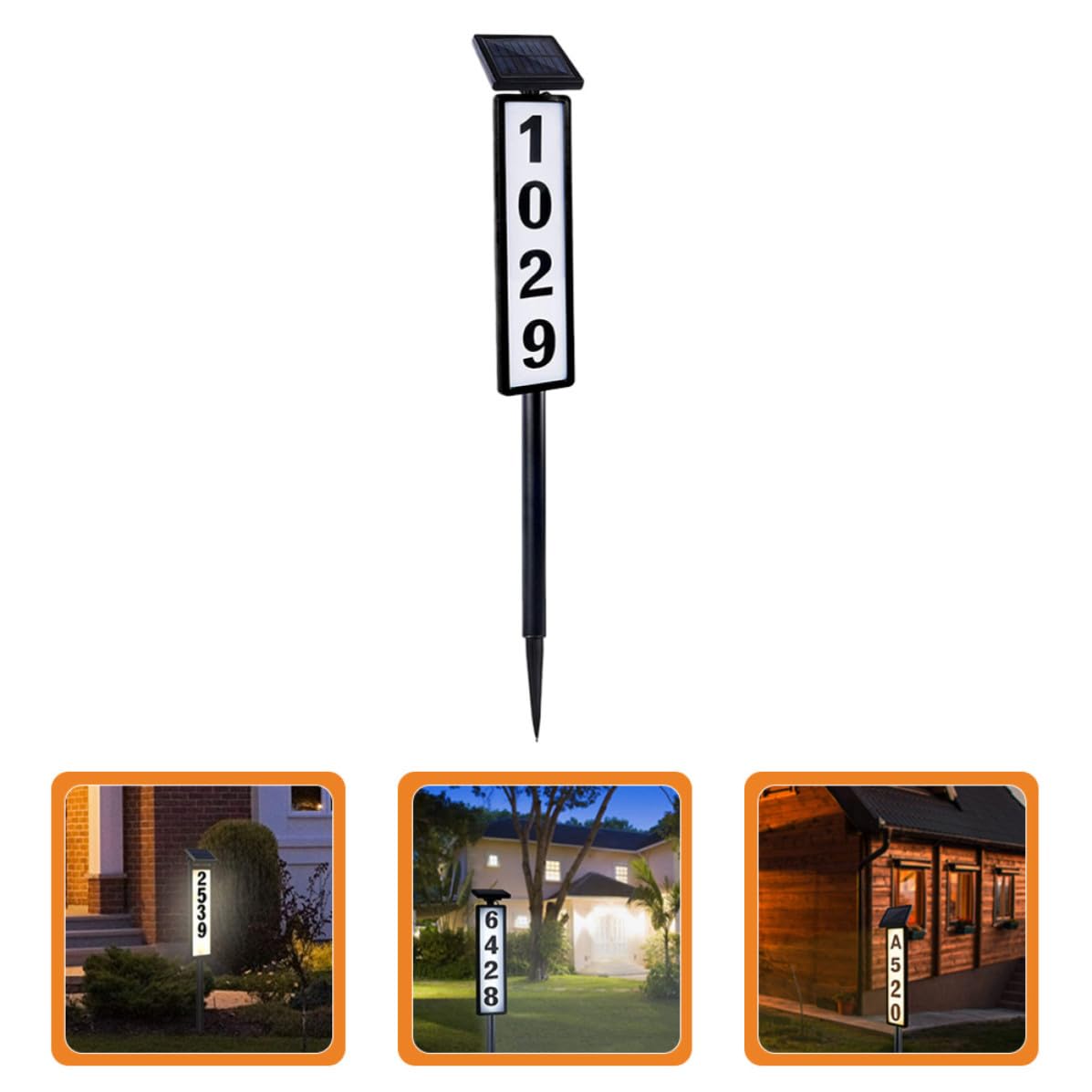 Luxshiny Luce Civico Solare, House Number Light, in Plastica Nera, per Esterni e Giardino, Illuminazione Outdoor e Visualizzazione Indirizzo