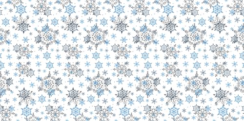 Mantel de copo de nieve de Navidad, 4 piezas, estampado de copo de nieve azul y gris, para fiestas temáticas de invierno, decoraciones de Navidad, fiestas, 130 x 220 cm