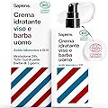 Sapiens Crema Idratante Viso Uomo BIO - Crema Barba e Viso Antirughe con Acido Ialuronico - Dopobarba Per tutti i tipi di pelle - Skincare Uomo Fatto in Francia - 80 ml