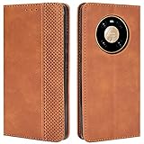 HualuBro Handyhülle für Huawei Mate 40 Pro Hülle, Retro Leder Stoßfest Klapphülle Schutzhülle Handytasche LederHülle Flip Hülle Cover für Huawei Mate 40 Pro Tasche, Braun
