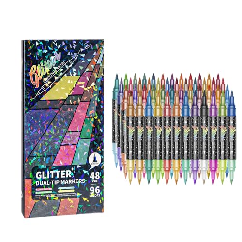 Marqueurs de dessin scintillants à double pointe pour coloriage et scrapbooking