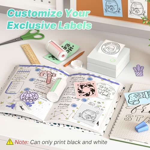 Portabel Sticker Maker with 3 Rolls Paper, White