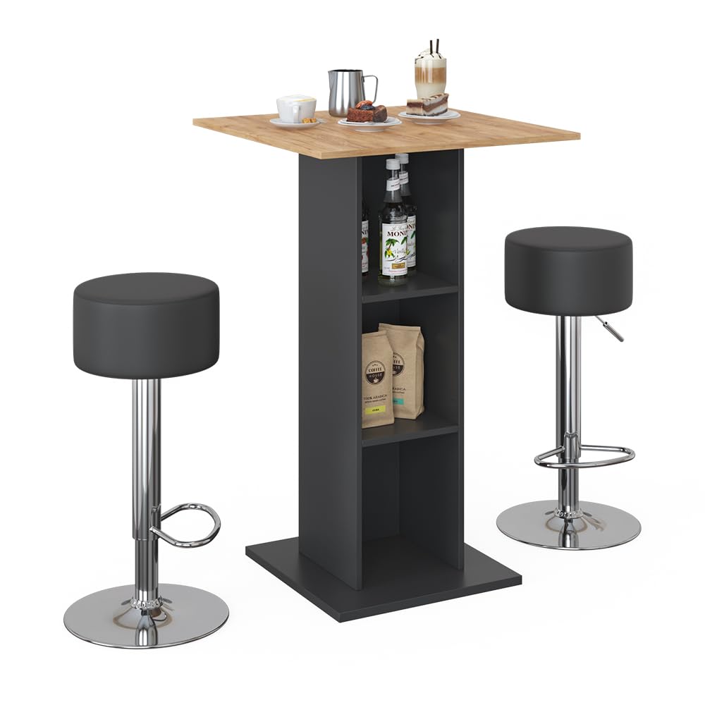 Vicco Set de Table de Bar Rodeo, Anthracite, 70x70cm