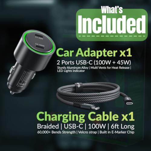 Esoulk145W USB C Car Charger Dual Port Cigarette Lighter Phone Charger — view 8