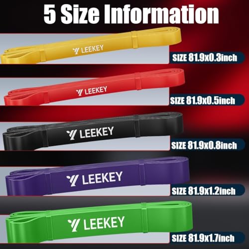 Image of LEEKEY Pull Up Assistance Bands,5-125LB Resistance Bands with Grip、Door Anchor、Gym Bag - Exercise Bands for Full-Body Training, Fitness, Physical Therapy -USA Original Patent
