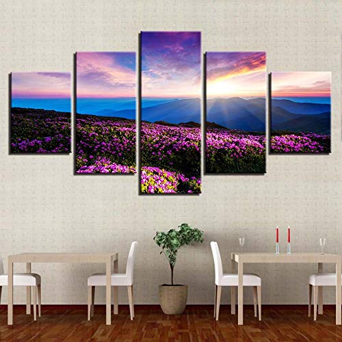Tableau Flower sea and sunrise 5 pieces déco moderne - 3