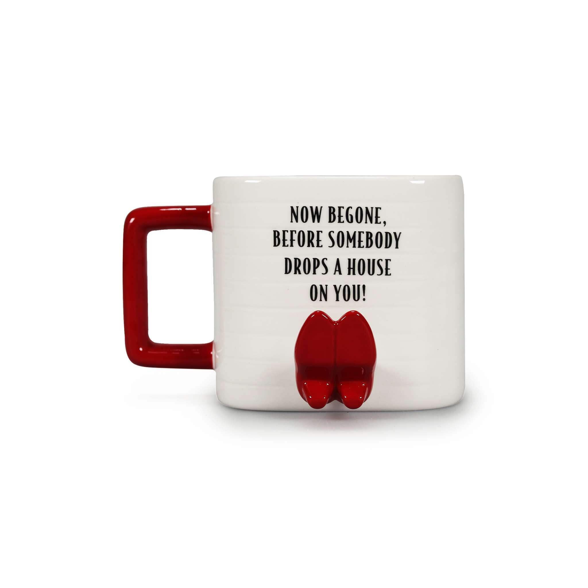 Half Moon Bay | The Wizard of Oz Ruby Slippers Shaped Mug | Now Begone Drops A House On You Ceramic Cup 325ml | Official Warner Bros Merchandise | Elegant Retro Cinema Fan Novelty Gift
