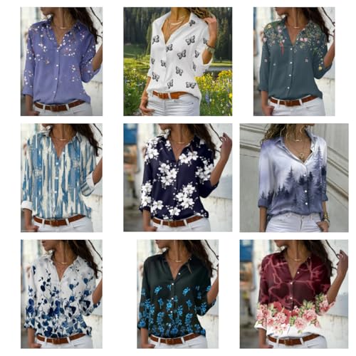 Long Sleeve Button Down Dress Shirts for Women Printed Casual Cute Dressy Fashion Work Blouses Trendy Tops4