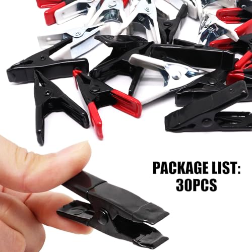 Image of 30Pcs 2 Inch Spring Clamps Metal Small Clamps Mini Clamp for Crafts Woodworking Photography (Black /Red /White)