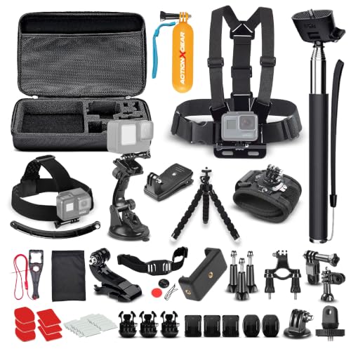 ACTIONXGEAR 120-in-1 Action Camera Accessories Kit Compatible with GoPro Hero, MAX, Fusion, DJI Osmo Action, Insta360, AKASO & More